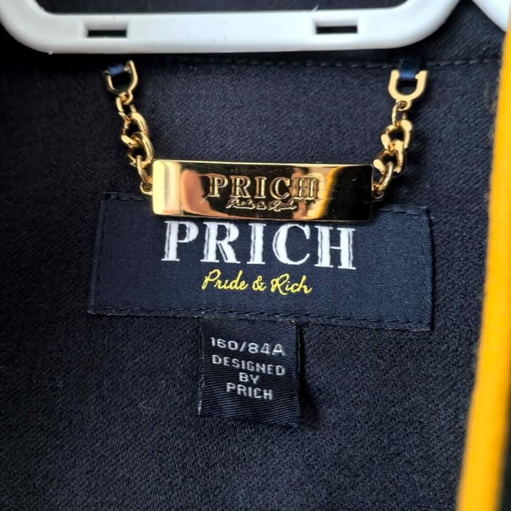 PRICH Wool Military Trench Coat – Navy with Gold Trim